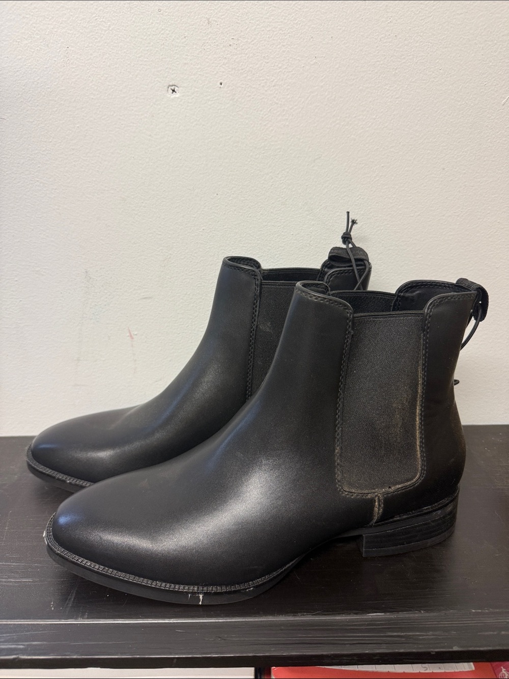 Calvin Klein Black Leather Chelsea Ankle Boots
